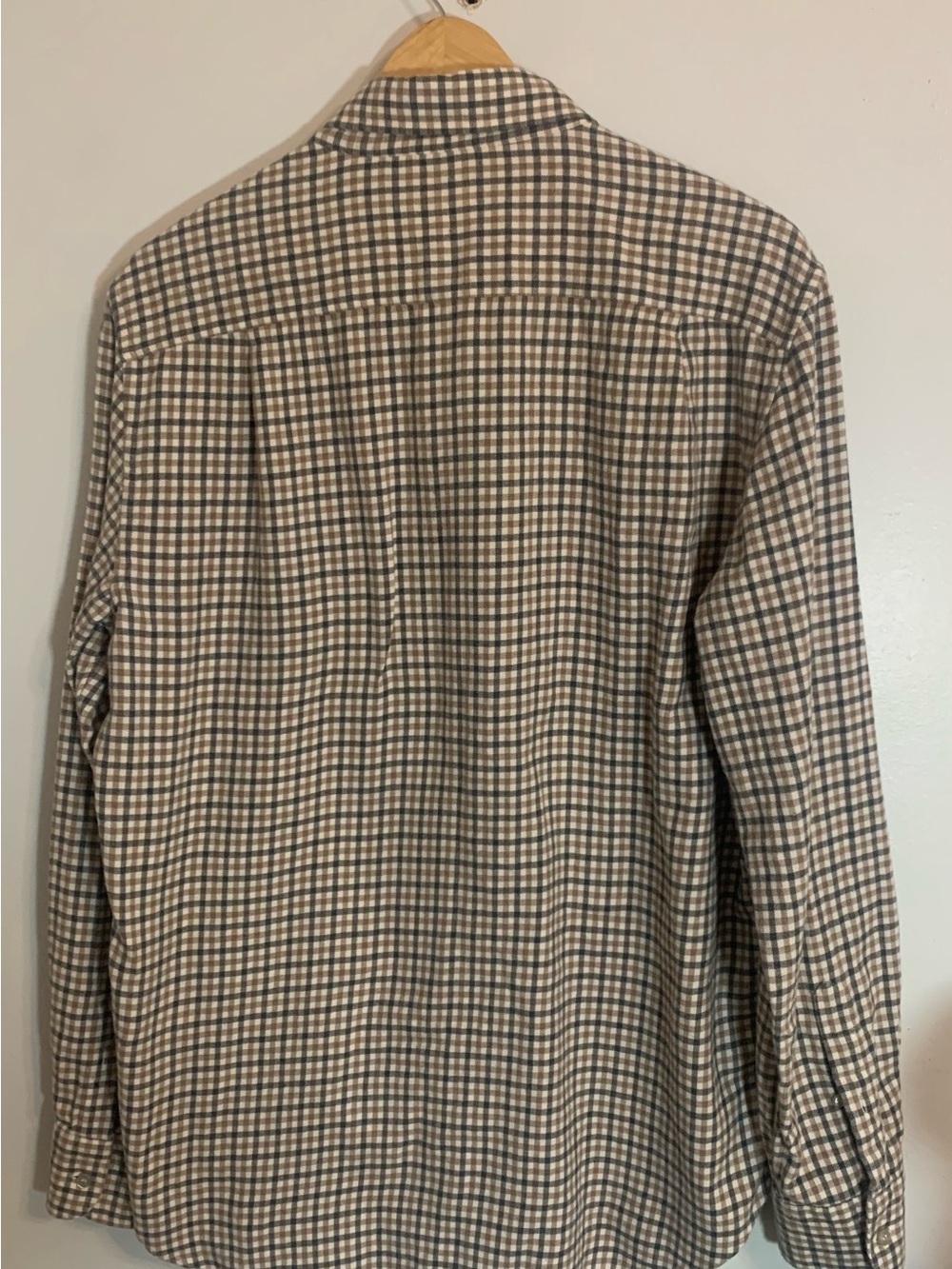 Loro Piana Brown and Cream Checked Button-Down Shirt Mens Size XL Logo Appliqué - Picture 3 of 8